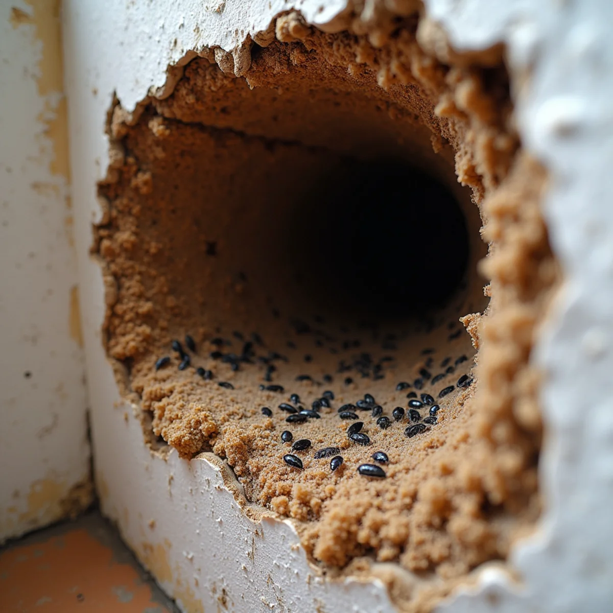 Thermal camera diagnostic revealing sponge-like Formosan aerial carton nest inside wall studs