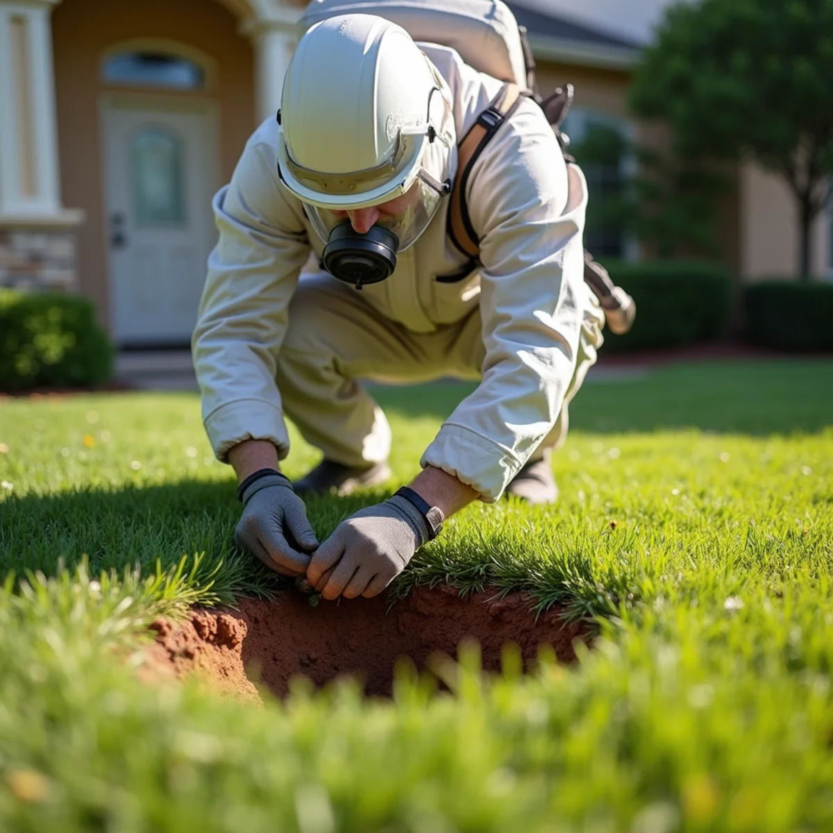 Direct targeted injection treatment of an aggressive subterranean yellow jacket nest in lawn
